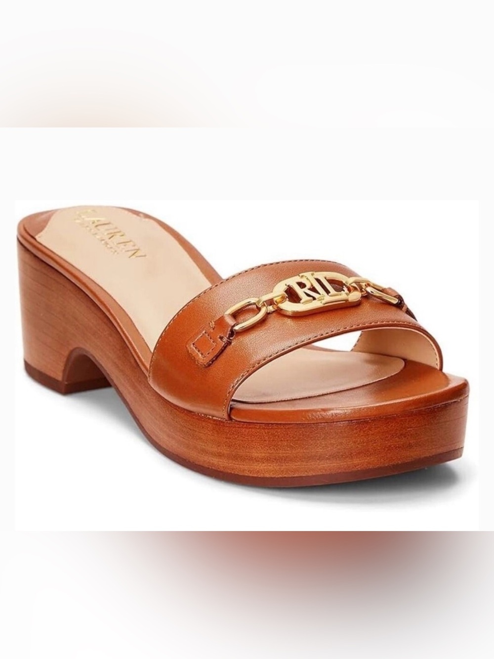 Lauren Ralph Lauren Roxanne Heeled Sandal in the shade Deep Saddle Tan